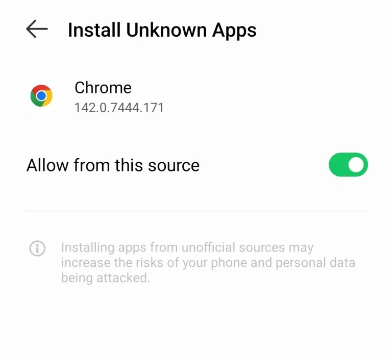 allow unknown sources